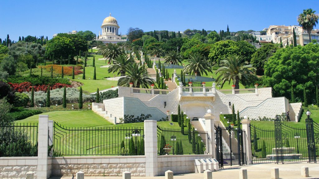The Shrine of the Bab and the Bahai Gardens terraces in Haifa, Israel