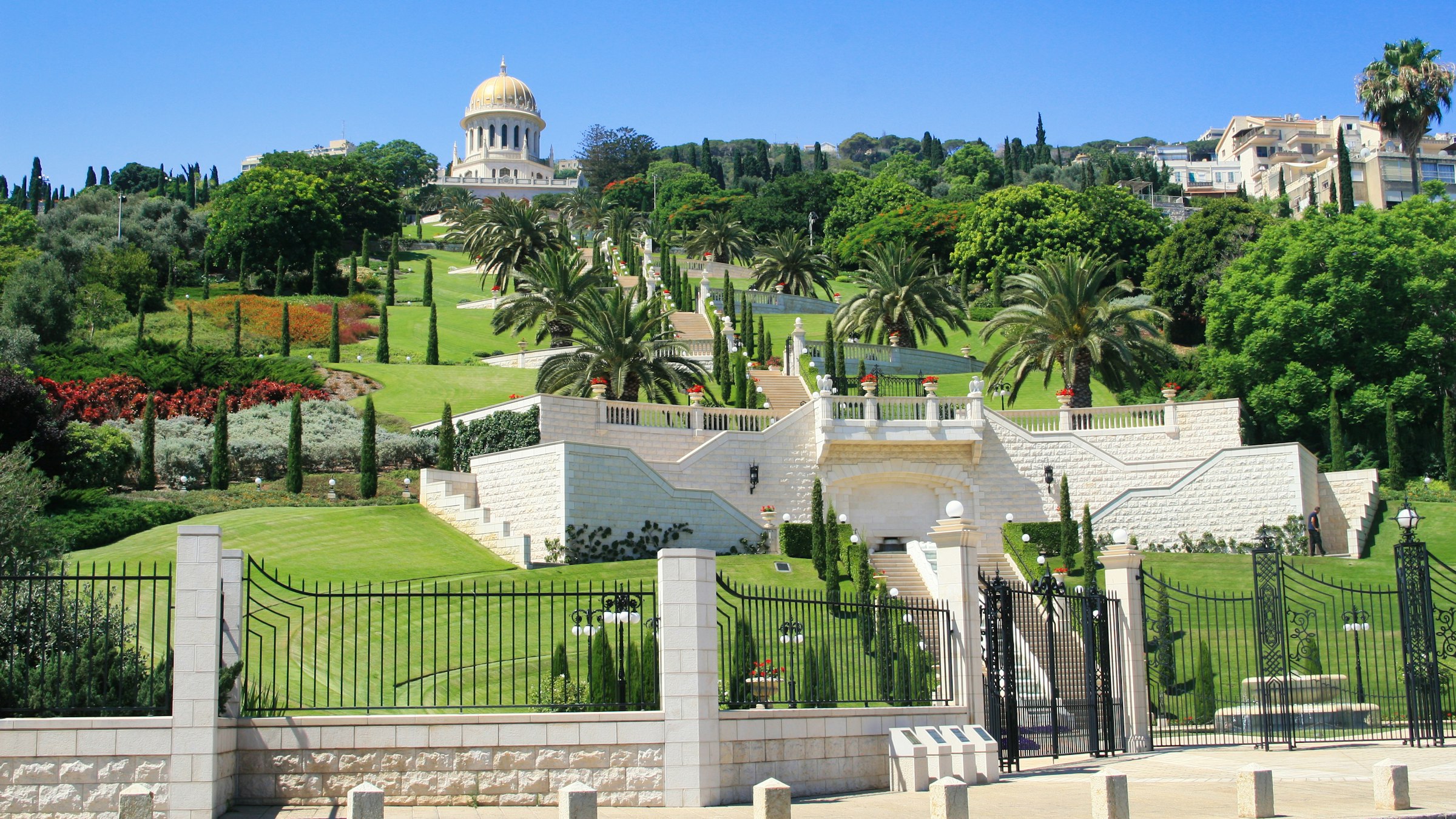 The Shrine of the Bab and the Bahai Gardens terraces in Haifa, Israel