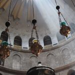 The stone facade of the Church of the Holy Sepulchre in the Old City of Jerusalem