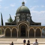 The Church of the Beatitudes on the Mount of Beatitudes above the Sea of Galilee