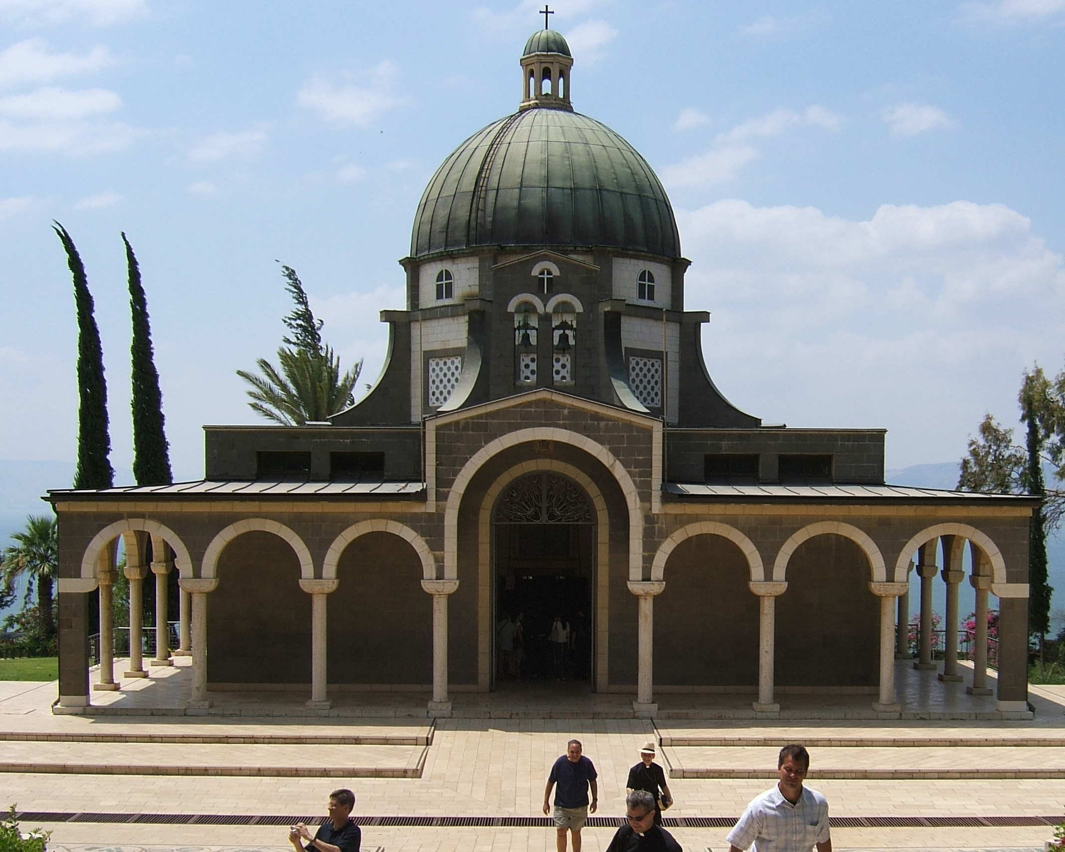 The Church of the Beatitudes on the Mount of Beatitudes above the Sea of Galilee