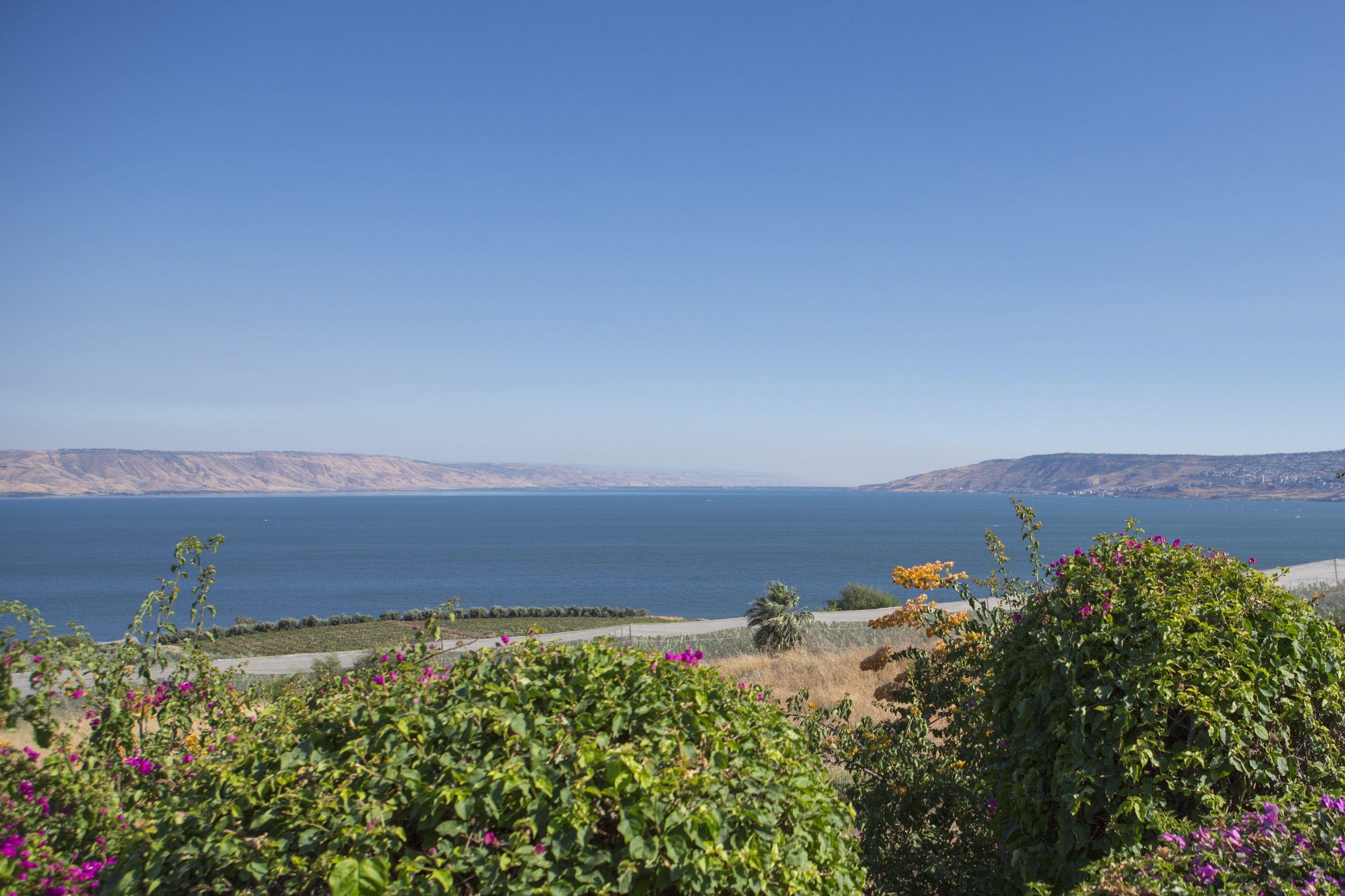 The view of the Sea of Galilee from the Mount of Beatitudes