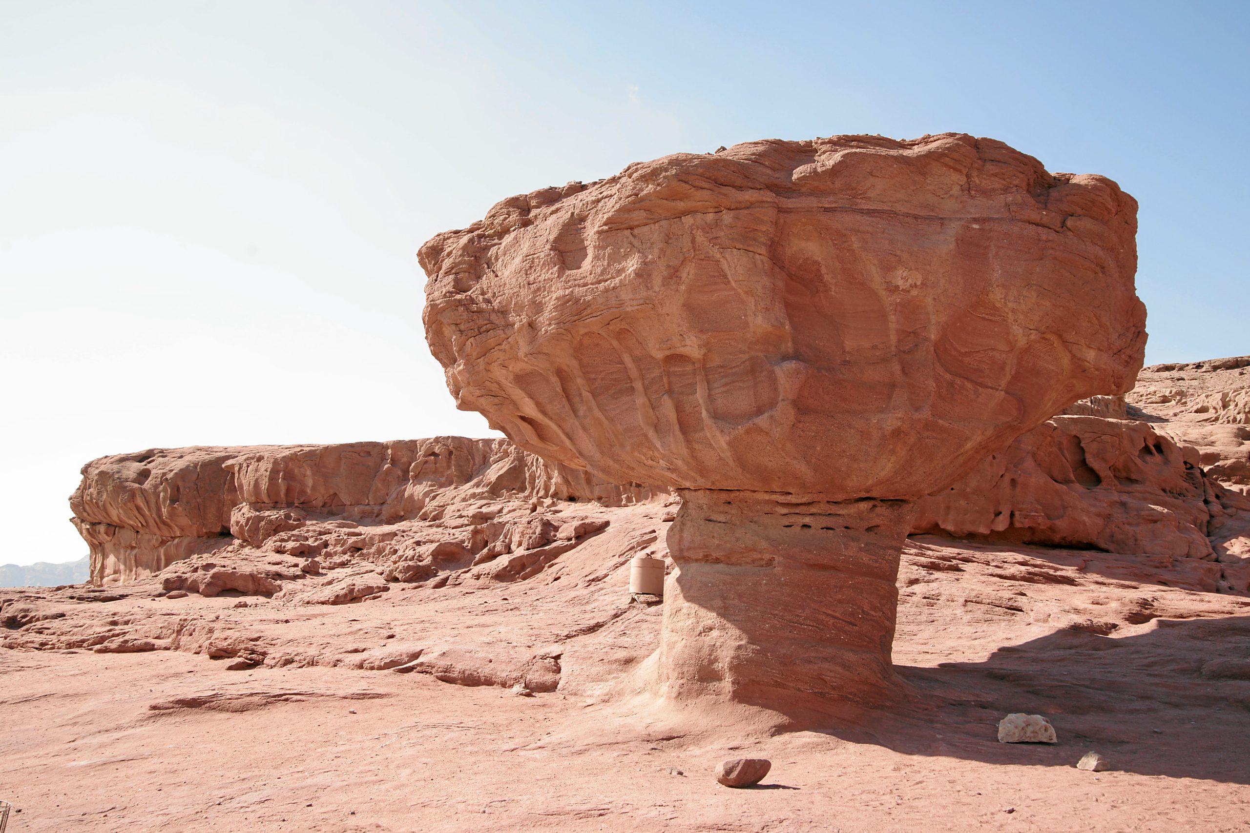 The Mushroom rock formation in Timna Park, carved from red sandstone