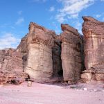 Timna Park Solomon's Pillars rising from the red desert cliffs