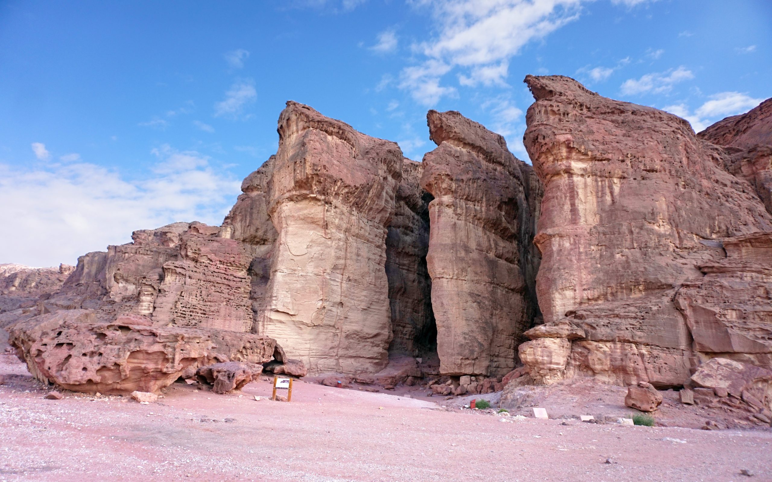 Timna Park Solomon's Pillars rising from the red desert cliffs