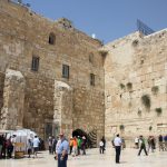Worshippers praying at the Western Wall in the Old City of Jerusalem, the holiest prayer site in Judaism